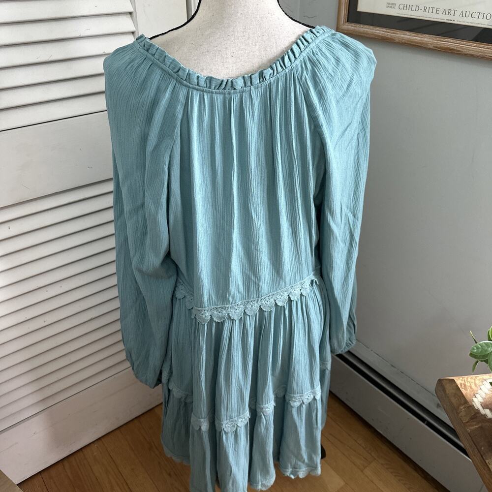 Eberjey Dress Medium Blue Sofia Mini Dress Dainty Tiered Shift Peasant Boho Chic - Picture 4 of 10